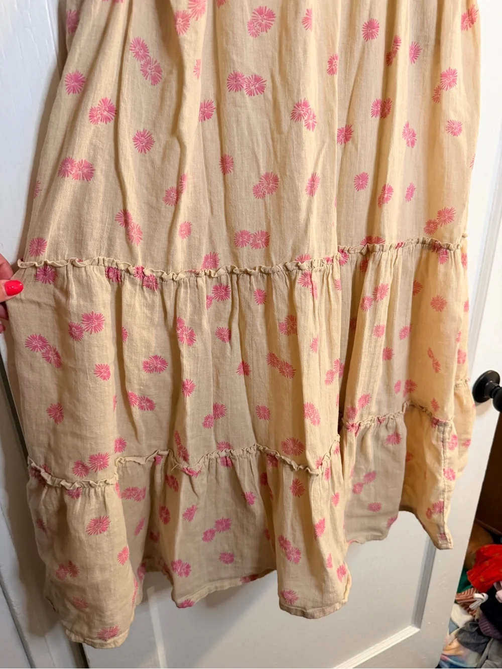 Old Navy Yellow Maxi Skirt with Pink Floral Print